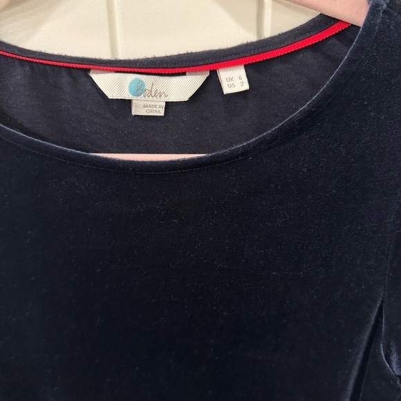 Boden Midnight Blue Velvet Long Sleeve 2 - Picture 2 of 3